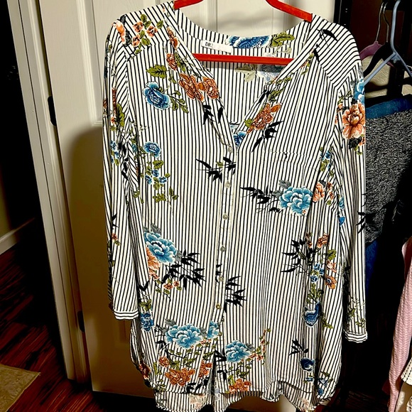 DR2 Striped Women’s Plus size Blouse Tunic Size 2X - Picture 1 of 7
